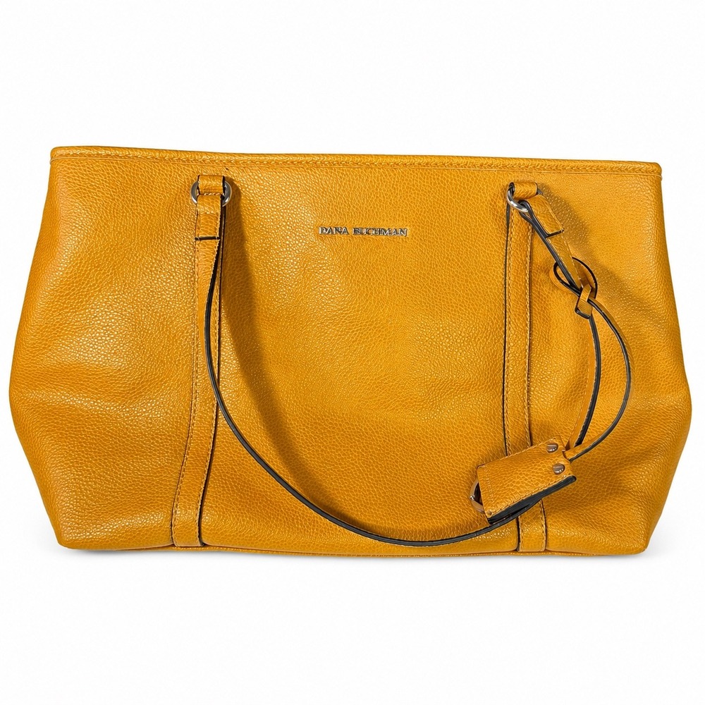 Dana Buchman Mustard Yellow Pebbled Faux Leather ToteShoulder Bag Large Marigold